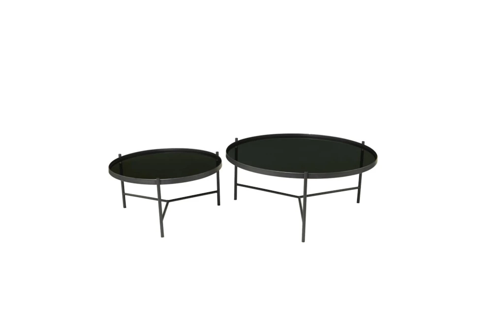 Industrial Black Metal Round Nesting Round Coffee Table 4 Industrial Black Metal Round Nesting Round Coffee Table - Image 4