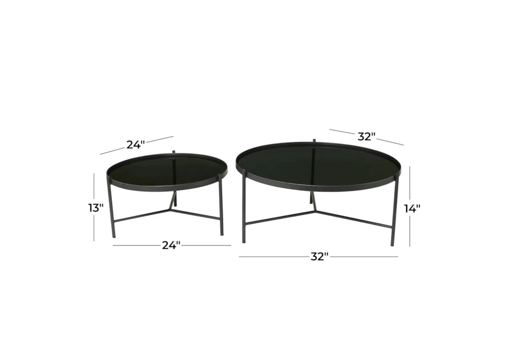Industrial Black Metal Round Nesting Round Coffee Table 2 Industrial Black Metal Round Nesting Round Coffee Table - Image 2