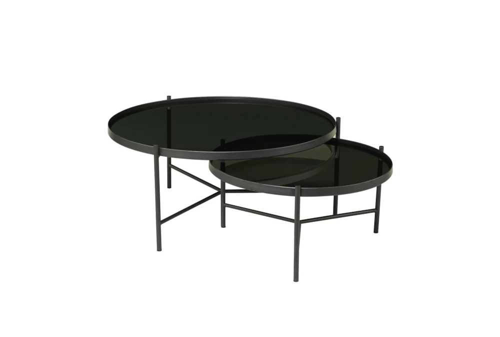 Industrial Black Metal Round Nesting Round Coffee Table 3 Industrial Black Metal Round Nesting Round Coffee Table - Image 3