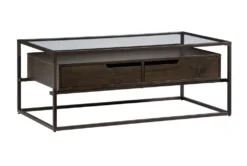 Perry Storage Coffee Table With Glass Top