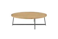 Sofia Oak Oval Coffee Table With Black Base