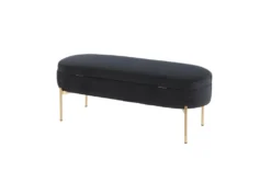 48" Black Velvet + Gold Metal Legs Storage Bench -Living Room Furniture Shop 326523 black velvet storage bench back 82