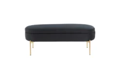 48" Black Velvet + Gold Metal Legs Storage Bench -Living Room Furniture Shop 326523 black velvet storage bench back 83
