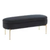48" Black Velvet + Gold Metal Legs Storage Bench