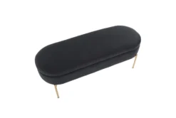 48" Black Velvet + Gold Metal Legs Storage Bench -Living Room Furniture Shop 326523 black velvet storage bench top 31