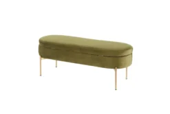 48" Green Velvet + Gold Metal Legs Storage Bench -Living Room Furniture Shop 326527 green velvet storage bench back 82