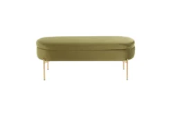 48" Green Velvet + Gold Metal Legs Storage Bench -Living Room Furniture Shop 326527 green velvet storage bench back 83