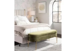48" Green Velvet + Gold Metal Legs Storage Bench -Living Room Furniture Shop 326527 green velvet storage bench room 85