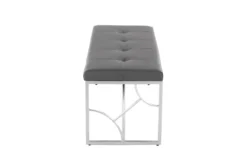 44" Grey Faux Leather + Silver Metal Base -Living Room Furniture Shop 326538 grey faux leather bench side 14
