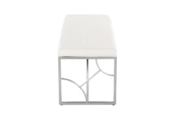 44" White Faux Leather + Silver Metal Base -Living Room Furniture Shop 326539 white faux leather bench side 14