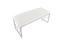 44" White Faux Leather + Silver Metal Base -Living Room Furniture Shop 326539 white faux leather bench top 31