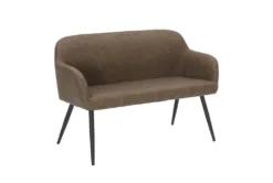 44" Brown Faux Leather High Back Bench + Black Steel Legs