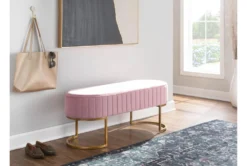 41" Pink Velvet Pleated Bench With Gold Base -Living Room Furniture Shop 326545 pink velvet bench room 85
