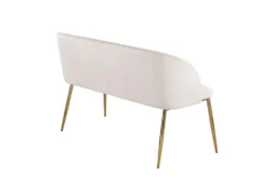 46" Cream Velvet Bench With Gold Metal Legs -Living Room Furniture Shop 326547 white velvet bench back 82