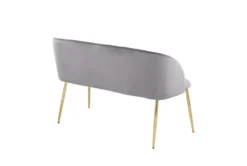 46" Grey Velvet Bench With Gold Metal Legs -Living Room Furniture Shop 326548 grey velvet bench back 82
