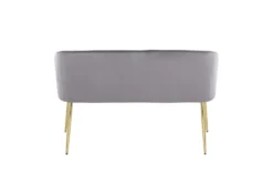 46" Grey Velvet Bench With Gold Metal Legs -Living Room Furniture Shop 326548 grey velvet bench back 83