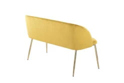 46" Mustard Velvet Bench With Gold Metal Legs -Living Room Furniture Shop 326550 yellow velvet bench back 82