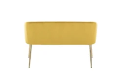 46" Mustard Velvet Bench With Gold Metal Legs -Living Room Furniture Shop 326550 yellow velvet bench back 83