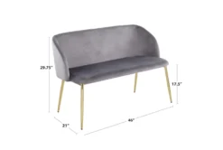 46" Mustard Velvet Bench With Gold Metal Legs -Living Room Furniture Shop 326550 yellow velvet bench detail 44