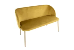 46" Mustard Velvet Bench With Gold Metal Legs -Living Room Furniture Shop 326550 yellow velvet bench top 31