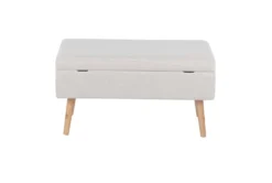31" Beige Storage Bench With Natural Wood Legs -Living Room Furniture Shop 326552 beige polyester bench back 83