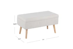 31" Beige Storage Bench With Natural Wood Legs -Living Room Furniture Shop 326552 beige polyester bench detail 44