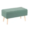 31" Green Storage Bench With Natural Wood Legs